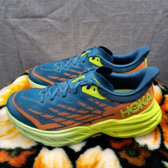 Size 11D Hoka One One Speed Goat 5 Men Blue Yellow - Picture 1 of 13